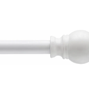 Kenney KN55250 Davenport Ball End Petite Café Decorative Window Curtain Rod, 28-48" Adjustable Length, White Finish, 1/2" Diameter Steel Tube