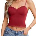 2 Pack Avidlove Sexy Tops for Women Lace Y2k Camisole Top Trendy Slim Fit Tops Cami Going Out Top (Wine Red, XXL)