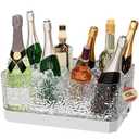 DaJi-U Plastic Ice Tub for Parties, 15Liter / 4 Gallon Big Large Clear Beverage Tub for Champagne Beer Drink Cocktails Bar, Hosting Party Essentials, LED Light Up, Rectangular, Leakproof