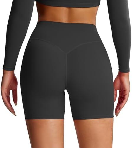 Aoxjox Metamorph Workout Biker Shorts for Women Tummy Control High Waisted Athletic Gym Running Deep V Yoga Short 6" S