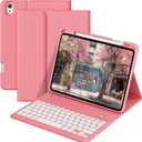 Case with Keyboard iPad A16 11th 10th Generation 11/10.9 Inch 2025/2022, Built-in Pen Holder, Folio Stand Cover, Removable Bluetooth, Quick Access Buttons, QWERTZ, Watermelon Red