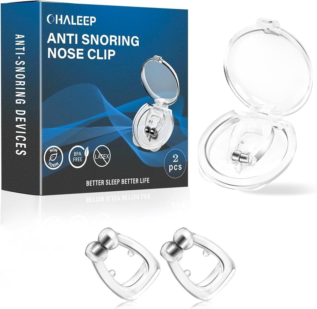 Anti Snoring Devices, Snore Stopper with Adjustable Magnet, Silicone Nose Clip Stop Snoring, Effective to Relieve Snoring, Snoring Solution for Comfortable and Quieter Sleep, Clear, M