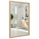 Pocetry 24" x 36" Natural Wood Tone Wall Mirror for Entryway & Bath, Waterproof Boho Decor Mirror, Scandi Oak Texture Vanity Mirror for Over Sink, Standard Trim