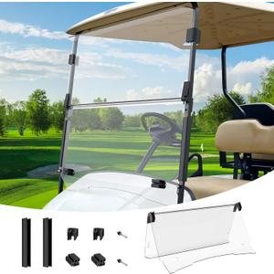 Drive-up Golf Cart Windshield, EZGO Golf Cart Windshield Compatible with TXT, DCS, PDS 1995-2013 Gas and Electric Golf Carts, Clear Down Windshield Foldable Anti-UV Protection and Impact Resistant