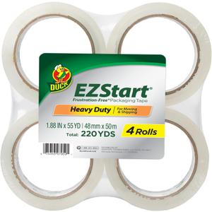 Duck Brand EZ Start Packing Tape Refill, 4 Rolls, 1.88 Inch x 54.6 Yard, Clear (280068)