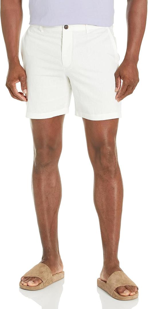 Club Monaco Men's Baxter Texture 6.75" Shorts (Large, Creme/Creme)