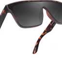 GLINDAR Oversized Square Polarized Sunglasses for Men Women, One Piece Shield Shades UV400 Protection (Tortoise Frame / Polarized Grey Lens)