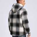 G Gradual Men's Flannel Jacket Fleece Sherpa Lined Hoodies Zip Up Plaid Shirt Warm Winter Jackets for Men with Zipper Pockets (Black White)