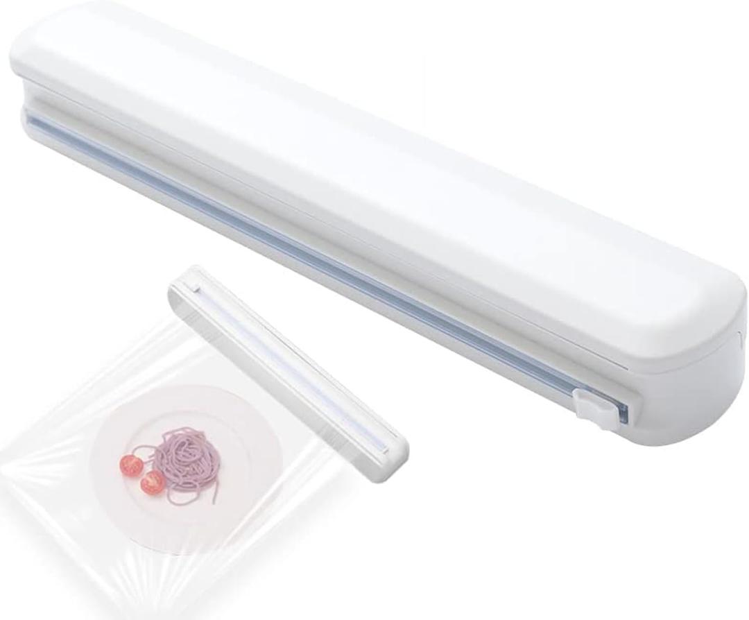 Plastic Wrap Dispenser With Cutter, Reusable Cling Film Dispenser, Cling Wrap Dispenser With Slide Cutter, Also For Aluminum Foil, Tin Foil, Baking Paper (M)