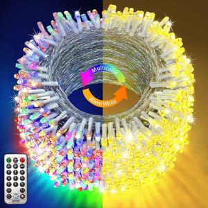 KNONEW 720 LED 337FT Christmas Lights Outdoor Clear Wire Color Changing String Lights with 11 Modes & Timer Dimmable Fairy Light for Xmas Tree Roof Yard Wedding Decorations(Warm White to Multicolor)