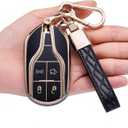 Key Fob Cover for Maserati,Soft TPU Key Case Shell Compatible with 2013-up Maserati Quattroporte,Ghibli,2017-up (Black)