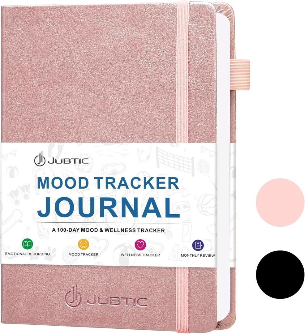 JUBTIC Mood Tracker Journal, Mental Health Journal for Women, 100-Day Self Care & Anxiety Journal with Wellness Tracker and Monthly Reflection, ADHD Planner to Practice Positive Thinking, Rose Gold