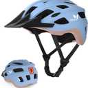 Bike Helmet for Adults, Lightweight Mountain Bicycle Helmet with USB Rechargeable LED Rear Light, Removable Sun Visor for Women, Men, Suitable for Cycling and Commuting, Large