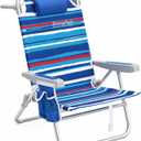 SUNNYFEEL High Seat Beach Chair for Adults, High Back 5-Position Lay Flat Reclining Beach Chair with Detachable Cooler Bag, Folding Beach Chair with Cup Holder, Heavy Duty 360 LBS, 1-pack