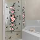 Runtoo Flower Vine Window Cling Decals Rose Floral Anti-Collision Window Stickers Butterfly Glass Door Wall Decor for Bathroom Living Room Bedroom Nursery Office