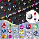 636pcs Glass Beads for Jewelry Making Assorted - Mixed Colorful Rainbow Craft Bead Bulk with Holes, Crystal Bead for Suncatchers Faceted Glass Beads for Bracelets Earring Making Birthday Gifts