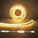 LED Strip Lights 6ft, Warm White COB LED Light Strip USB Powered, Dimmable 2700K CRI92+, Cuttable Flexible TV Backlight for Cabinet Bedroom Kitchen