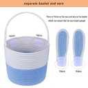 Easter Basket, Empty Easter Baskets for Kids Boys Girls with Bunny Tag Egg Basket Eater Gifts Basket Toddler Teens Babys First Easter Basket with Handle Blue White