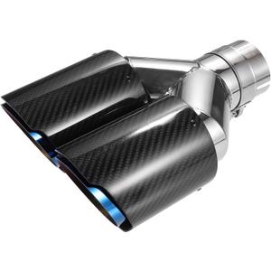 Car Exhaust Tip Tail Pipe, 2.4 Inch Inlet 7.09 Inch Outlet 9.84 Inch Length Universal for Rear Dual Muffler Anti-Corrosion Stainless Steel Flame Blue Black
