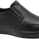 OrthoComfoot Men's Orthopedic Leather Dress Walking Shoes: Comfortable Plantar Fasciitis Oxfords with Arch Support, Business Diabetic Slip-On Loafers for Foot and Heel Pain Relief (9, W1-black)