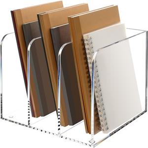 Magazine Holder, Clear Acrylic Magazine Rack, File Organizer for Office Desk, Book Organizer,-One-Piece-3 Vertical spaces,1 pack (B5)