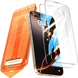 2 x Compatible with iPhone 15 Screen Protector [6.1 inch] - Easy Installation with Auto Dust Removal, [9H Hardness] [Military-Grade Shatter Resistance] Tempered Glass, Crystal Clear HD Display