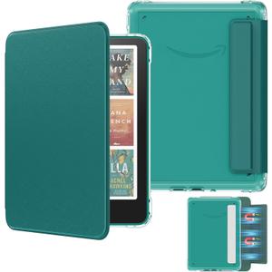 MoKo Detachable Magnetic Case for All-New 7" Kindle Paperwhite 12th Generation 2024 & Kindle Colorsoft 2024/2025,Ultra Clear Back Scratch-Proof Light & Shell Cover with Auto Wake/Sleep, Jade Green