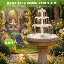 AISITIN 6.5W Solar Bird Bath Fountains with Lights, 3 Tiered Bird Bath with Solar Water Pump, Upgraded Detachable DIY Solar Powered Fountain for Garden, Patio, Yard and Pond