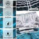 unitop Men's Swimming Trunks Quick Dry Summer Striped Beach Board Shorts with Lining (34, Lake Blue)