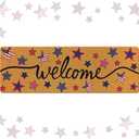 Large Welcome Door Mat 48'' x 16'' Long Non Slip Front Doormat for Indoor Outdoor Entrance, Seasonal Decorative Rug for Holiday Home Porch Patio Entryway Decor(Brown,Independence Day)