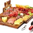 Premium Large Cheese Boards Acacia Nice Charcuterie Boards Gift Set Handcrafted Cheese Tray Set Unique Housewarming Gifts, Wedding Gifts for Couple, Bridal Shower Gifts (Retangular-No Slate)