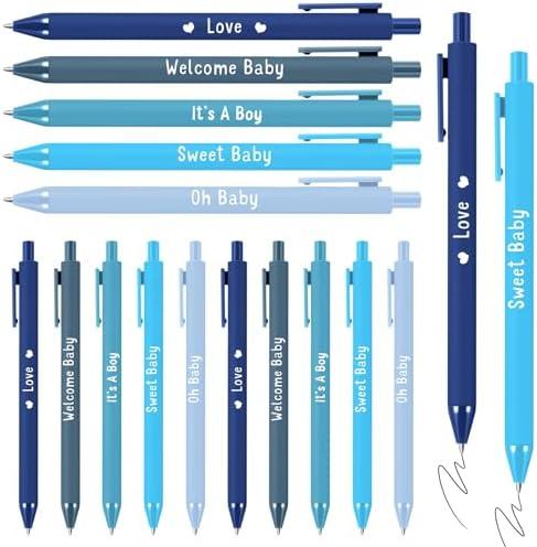 Sayglossy 50 Pcs Baby Shower Multi Color Ballpoint Pens Favors Bulk It's a Boy or Girl Ballpoint Pen with Black Ink Retractable Writing Pens for Baby Shower Favors Party Guests Gifts(Blue Series)