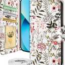 Buleens for Samsung Galaxy S23 Plus Wallet Case for Women - with Card Holder S23 Plus Flip Case Leather Crossbody Cute Aesthetic Galaxy S23+ Case with Strap Kickstand for Girls Girly, PK Flower