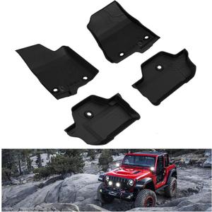 KIWI MASTER Floor Mats for 2018-2025 Jeep Wrangler JL 2-Door OEM Replacement 82215202AE All Weather Floor Liners Front and Rear 2 Row TPE Slush Mat Black