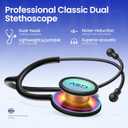 Stainless Steel Stethoscope, Dual-Frequency Diaphragm, Bell & Diaphragm & Pediatric Diaphragm, Noise-Reducing Silicone Ear Tips, Ideal for Doctors, Nurses, Students Use