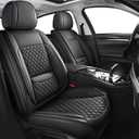 MIROZO Seat Covers Full Coverage,Waterproof Car Seat Covers Full Set Leather Car Seat Protector Automotive Seat Covers Universal Vehicle Cushion Cover Fit for Cars SUV Pick-up Truck(Black,Full Set)