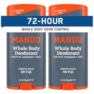 Mando Whole Body Deodorant For Men - Smooth Solid Stick - 72 Hour Odor Control - Aluminum Free, Baking Soda Free, Skin Safe - 2.6 ounce (Pack of 2) - Mt Fuji