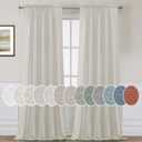 H.VERSAILTEX Linen Curtains Elegant Natural Linen Semi Sheer Curtains Energy Light Filtering Rod Pocket Window Treatments Panels for Living Room (Set of 2, Pale Oak, 52 inch W X 96 inch L)