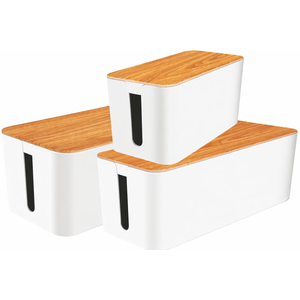 YUANYE Cable Management Box Cable Management Kit for Power Strip to Hide Wires,Cord Organizer Boxes,Safe ABS Material Wire Organizer of Cable Clips Sleeve for Home & Office,3Pack128PCS/White