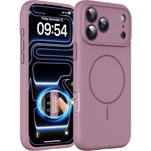 Magnetic for iPhone 17 Pro Max Case, Compatible with MagSafe, Integrated Silicone Camera Control Cover Protection, 3.0mm Thicken Silicone Phone Cover for 17 ProMax 6.9", Lilac Purple