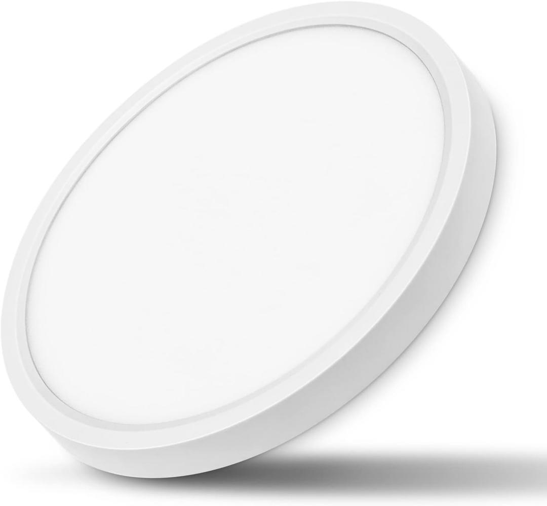 LED Flush Mount Ceiling Light, Super Slim 7 inch Ceiling Light Fixture, 6500K Daylight LED Ceiling Lamp for Bedroom, Living Room, Dining Room (White)