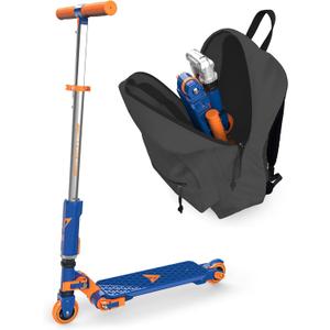Valor Kick Scooter Toy, Ultra Compact & Lightweight Foldable Scooter Kids with ABEC7 Wheel Bearing, Outdoor Toys for Kids Ages 8-12 and Up, Blue & Orange
