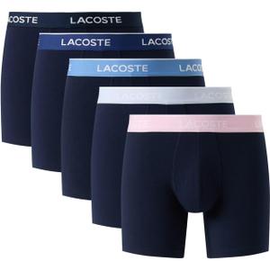 Lacoste Men's Cotton Stretch Essentials Boxer Briefs, 5-pack (Large, Navy Blue/Albizia/Phoenix)