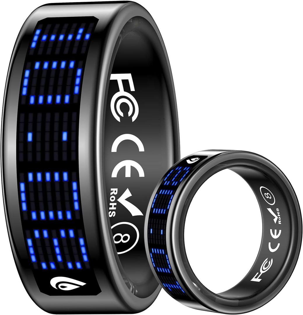 Yihou Smart Ring for Women Men Health Ring Fitness Tracker with Sleep Monitor Heart Rate Monitor Distance Screen Display for Android iOS Black 12