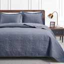 Love's cabin California King Size Quilt Set Blue Bedspreads - Soft Summer Lightweight Bedspread Comforter - Modern Style Coin Pattern Coverlet for All Season - 3 Pieces (1 Quilt, 2 Pillow Shams)