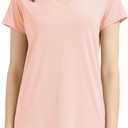 netdraw Women's Ultra-Soft Bamboo Viscose V-Neck T-Shirt Comfy Trendy Casual Sleep Pajama Lounge Tops (XX-Large, Pink)