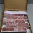 3D Faux Brick Wall Panels Peel and Stick, 10 Pcs 11.8" x 11.8", Small Brick-Look Textured, Ultra-Light Thin PVC Fake Brcik Wall Covering Tiles for Quick DIY, Whitewash Red