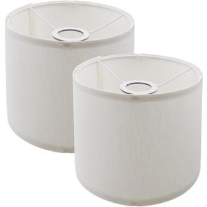MY MIRONEY Set of 2 Lamp Shades White Linen Drum Lampshades Removable Light Fixtures Lamp Shades, 1.64" Top Hole Diameter, Need To Be Assembled (7.87" x 7.87" x 7.09")