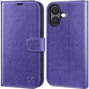OCASE Compatible with iPhone 16 Wallet Case, PU Leather Flip Folio Case with Card Holders RFID Blocking Kickstand [Shockproof TPU Inner Shell] Phone Cover 6.1 Inch 2024, Purple