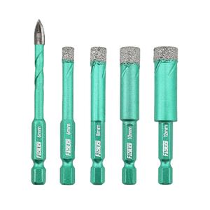 Porcelain Tile Drill Bits Set - FACHLICH 6/8/10/12+6MM Diamond Drill Bits Kit Quick-fit Hex Shank for Ceramic Tile Marble Porcelain
